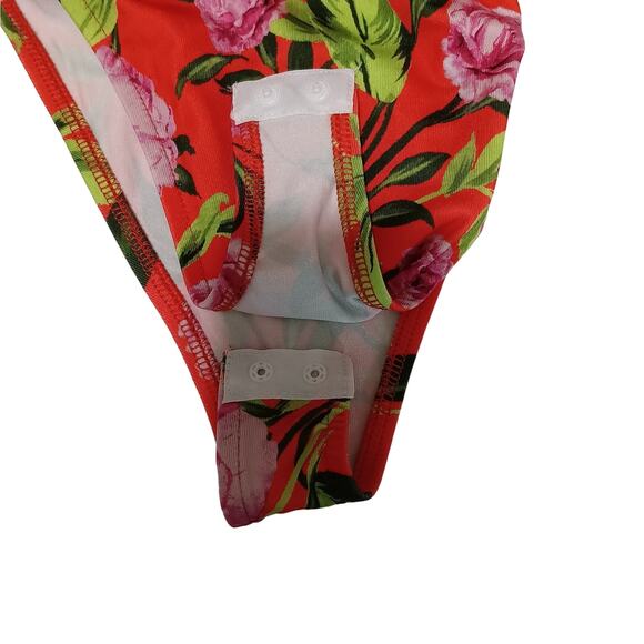 Zara Womens Rose Floral Printed Draped Bodysuit High Cut Medium New - Picture 7 of 13